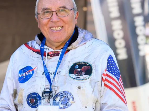 Victor Tenorio wearing a space suit